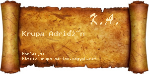 Krupa Adrián névjegykártya